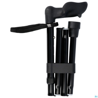 Pluviose canne pliable 5pcs poign.anat.noir droite