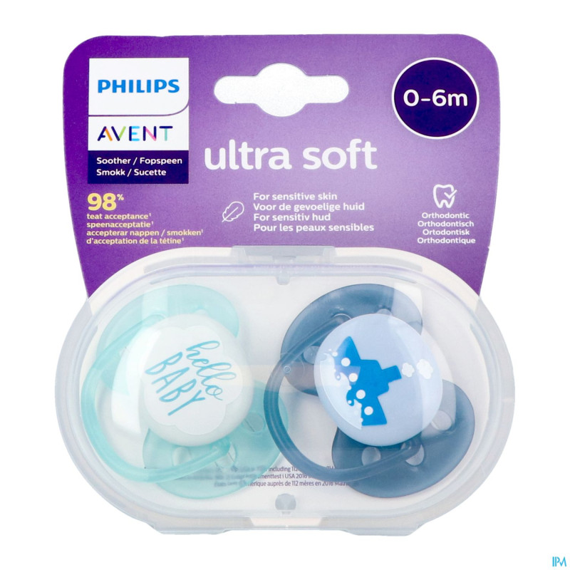 Philips avent sucette 0m+ soft boy