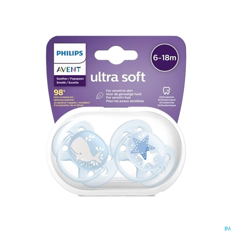 Philips avent sucette 6m+ soft boy