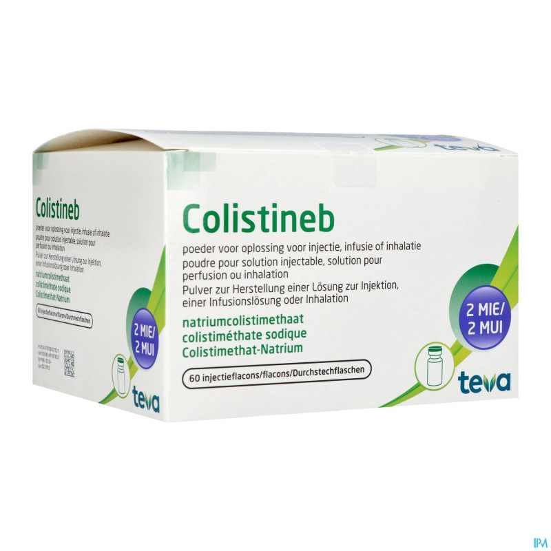 Colistineb 2000000ui pdr sol inj perf/inh fl inj60