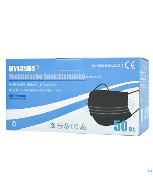 Masque chirurgical noir type iir 5x10    pvt