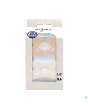 Difrax sucette natural 0-6m 2pack blanc/rose