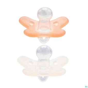 Difrax sucette natural 0-6m 2pack blanc/rose
