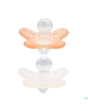 Difrax sucette natural 0-6m 2pack blanc/rose