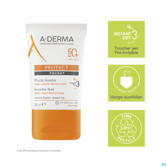 Aderma protect pocket fluide invisible spf50+ 30ml
