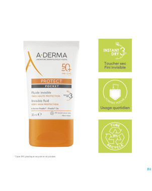 Aderma protect pocket fluide invisible spf50+ 30ml