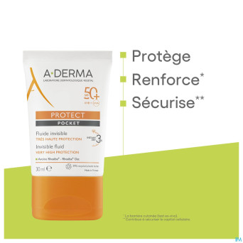 Aderma protect pocket fluide invisible spf50+ 30ml