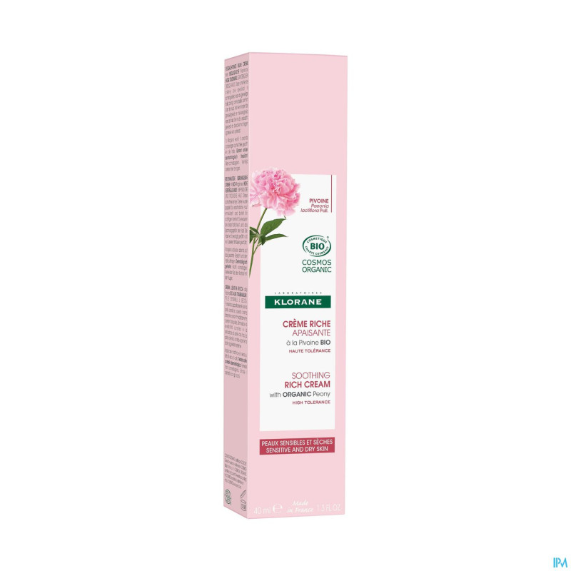 Klorane visage pivoine bio cr riche 40ml