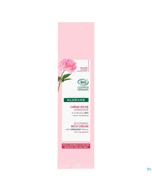 Klorane visage pivoine bio cr riche 40ml