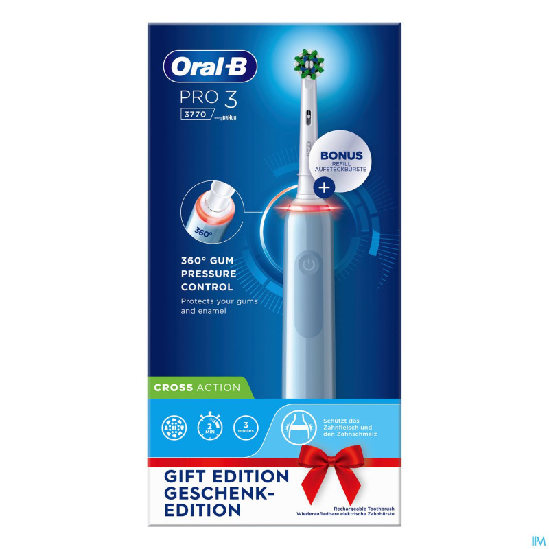 Oral-b pro3 3770 blue eb50rb+eb60 + 2 pin box