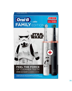 Oral-b family pro3 3000 black+junior 6+ star wars