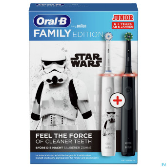 Oral-b family pro3 3000 black+junior 6+ star wars