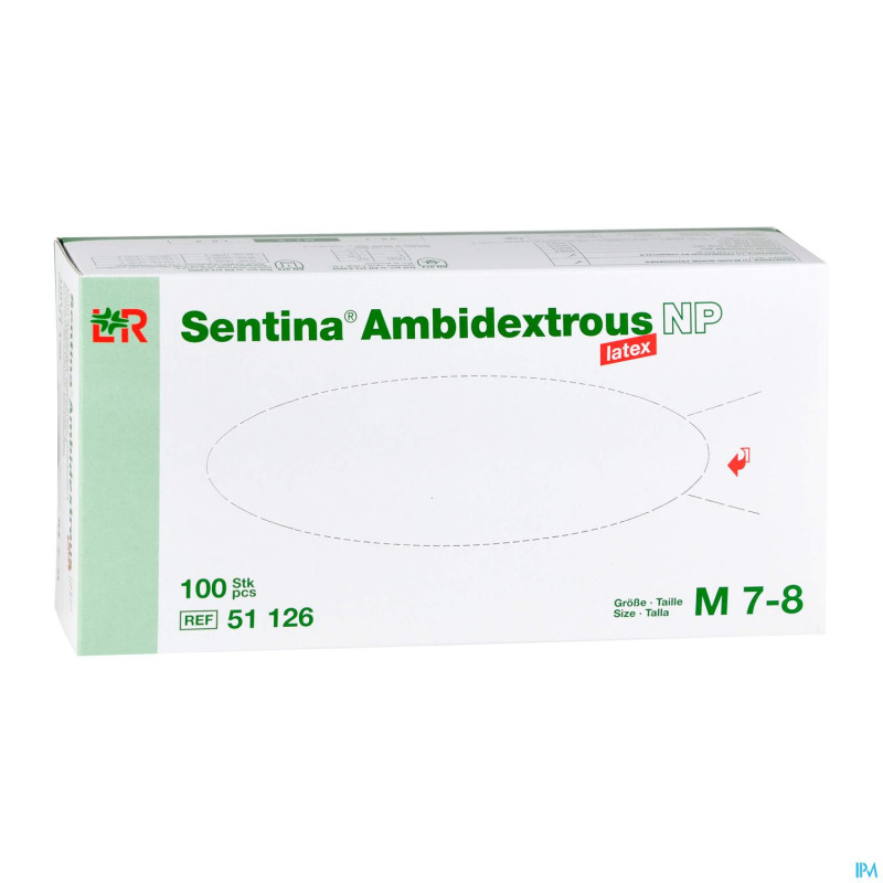 Sentina gants examen ambidextrous np latex  m  100