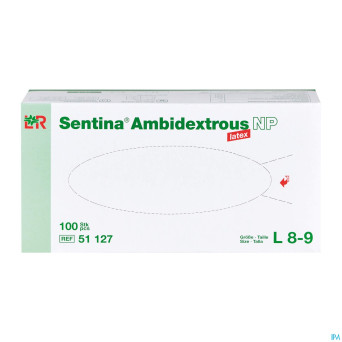 Sentina gants examen ambidextrous np latex  l  100