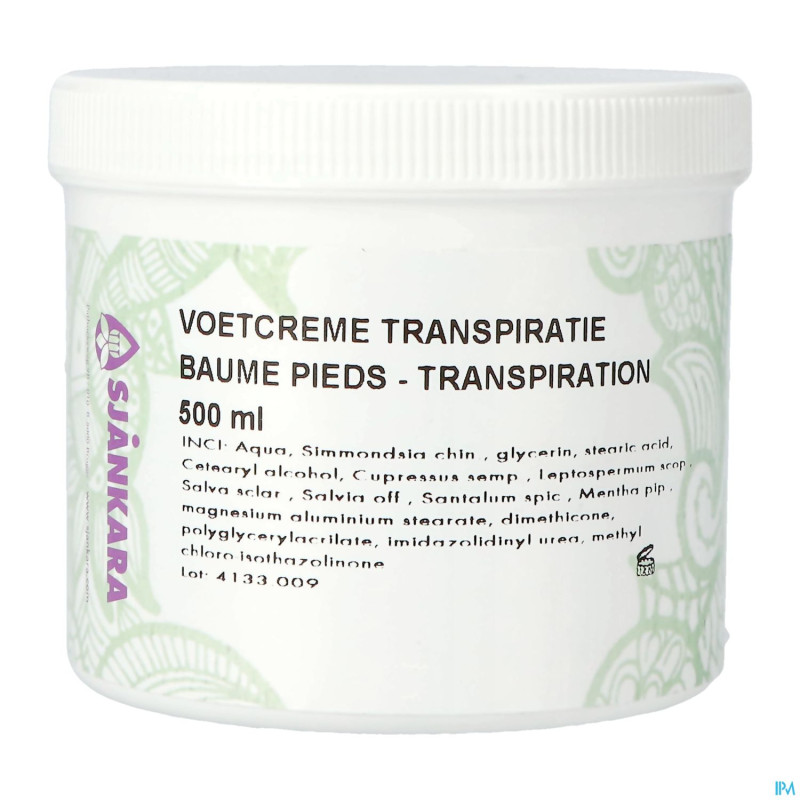 Sjankara creme pieds transpiration 500ml