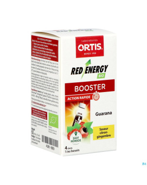 Ortis red energy citron gingembre bio shots 4x15ml