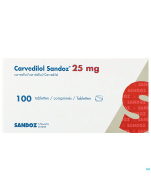 Carvedilol sandoz 25mg pi pharma comp 100 pip