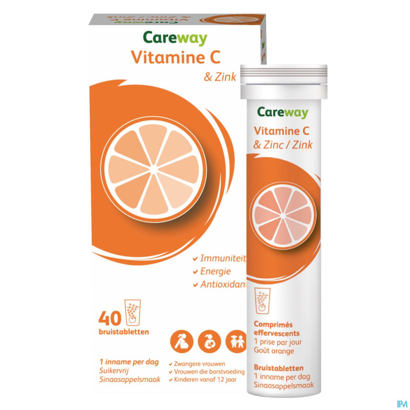Careway vitamine c & zinc 1g/10mg comp efferv.  40