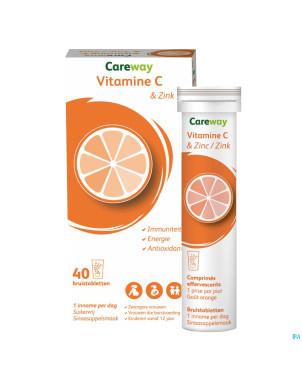 Careway vitamine c & zinc 1g/10mg comp efferv.  40