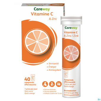 Careway vitamine c & zinc 1g/10mg comp efferv.  40