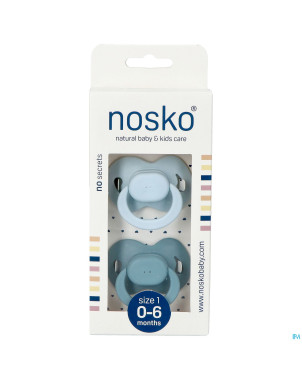 Nosko sucette 0-6 m baby blue + whale blue