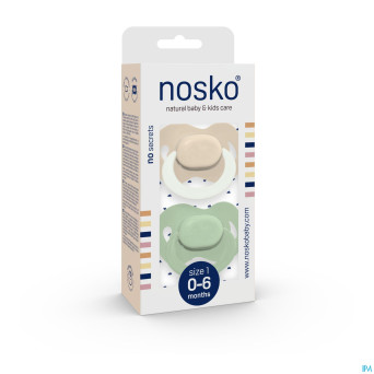 Nosko sucette 0-6 m ivory glow dark + mint