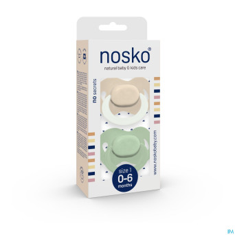 Nosko sucette 0-6 m ivory glow dark + mint