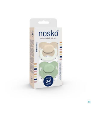 Nosko sucette 0-6 m ivory glow dark + mint