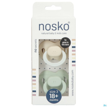 Nosko sucette 18+ m ivory glow dark + mint