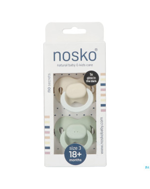 Nosko sucette 18+ m ivory glow dark + mint