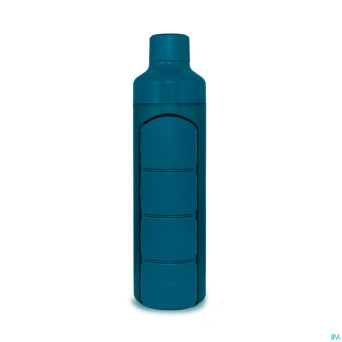 Yos water bottle & pill box daily bold blue