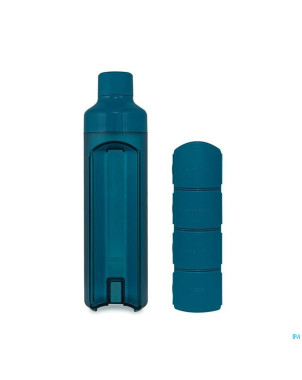 Yos water bottle & pill box daily bold blue