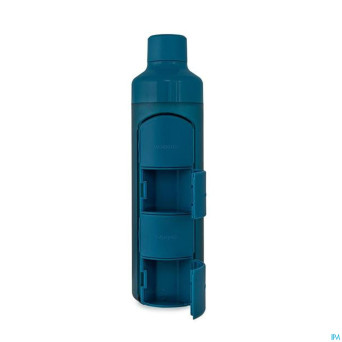 Yos water bottle & pill box daily bold blue
