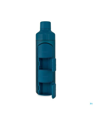 Yos water bottle & pill box daily bold blue
