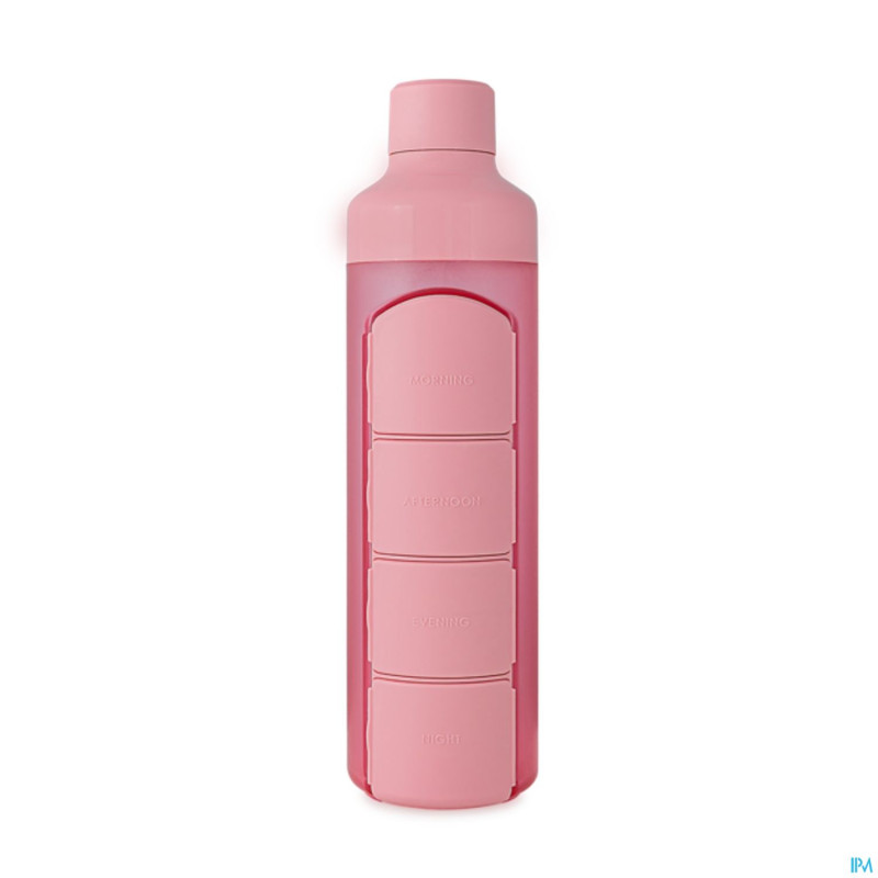 Yos water bottle & pill box daily perfect pink