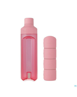 Yos water bottle & pill box daily perfect pink
