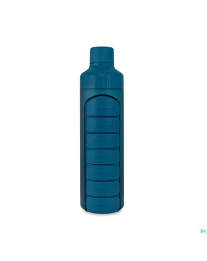 Yos water bottle & pill box weekly bold blue