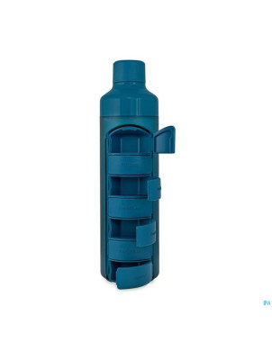 Yos water bottle & pill box weekly bold blue