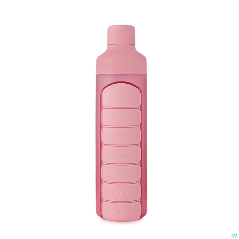 Yos water bottle & pill box weekly perfect pink
