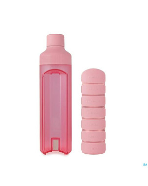 Yos water bottle & pill box weekly perfect pink