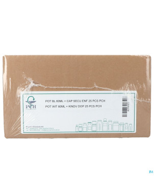 Pot bl 60ml + cap secu enf 25 pch