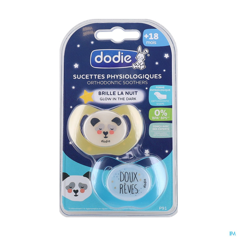 Dodie sucette physio +6m duo nuit mixte    p79