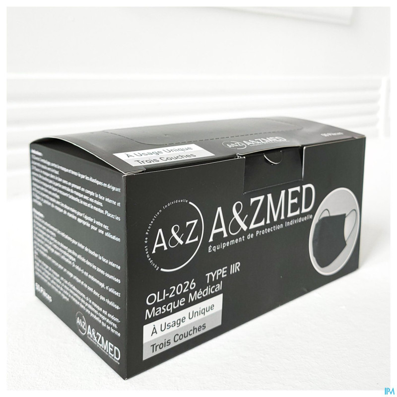 A&z med masques chirurgicaux type 2r noir    50