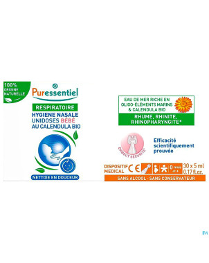 Puressentiel respir.unidose hyg. nasal bebe 30x5ml