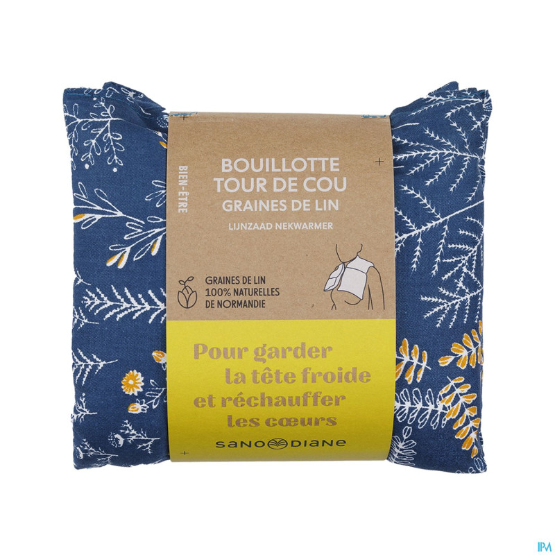 Sanodiane bouillotte tour cou graines lin fleurs