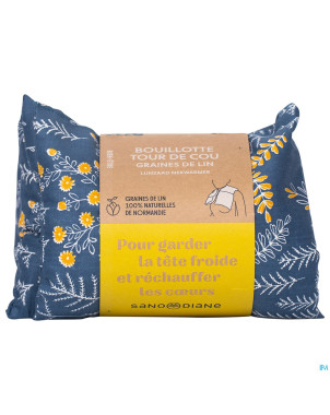 Sanodiane bouillotte tour cou graines lin fleurs