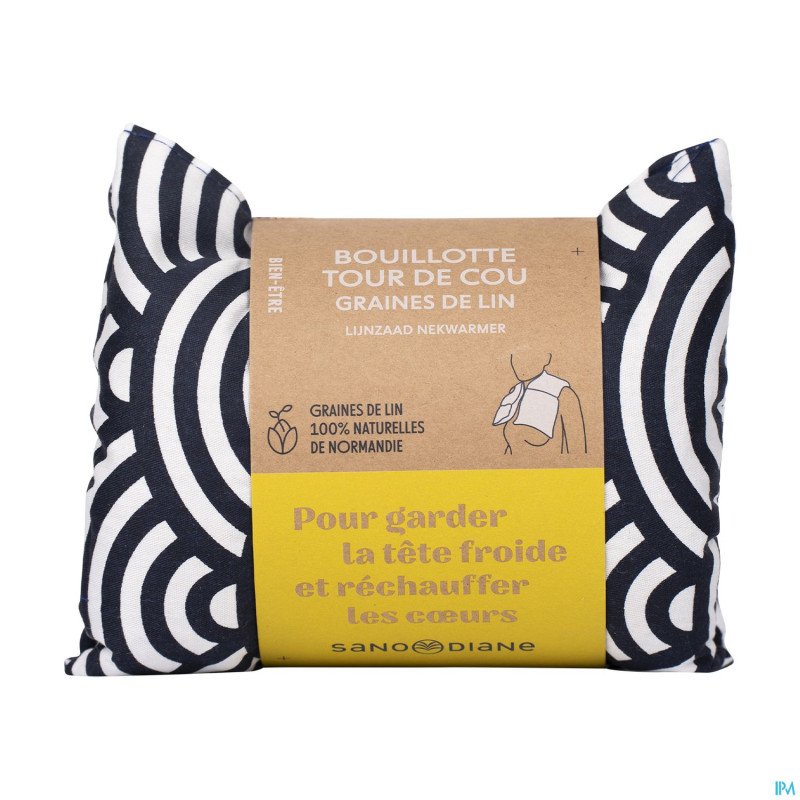 Sanodiane bouillotte tour cou gr lin graphism.bleu