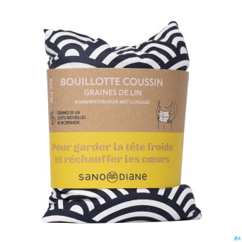 Sanodiane bouillotte coussin gr lin graphisme bleu