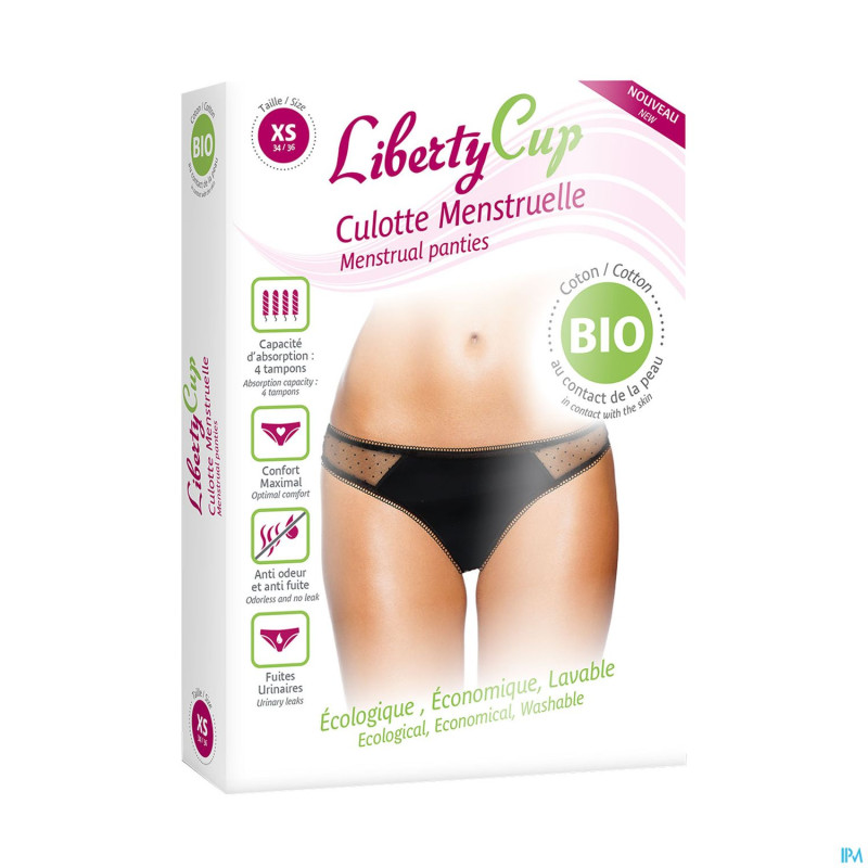 Libertycup culotte menstr. plumetis noir xs 34-36