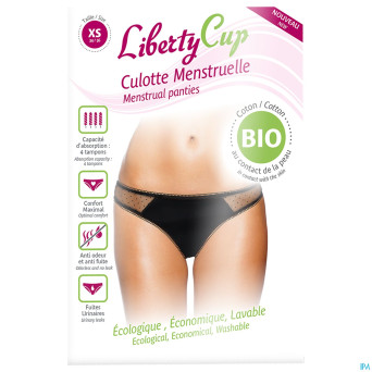 Libertycup culotte menstr. plumetis noir xs 34-36